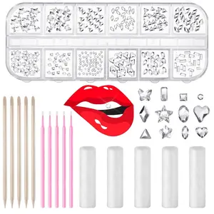 Landhoow 480 Pcs Tooth Gems Kit for Teeth DIY Crystals Jewelry Gems Kit Fashionable Crystal Ornaments Starter, not Contain Glue(Clear)