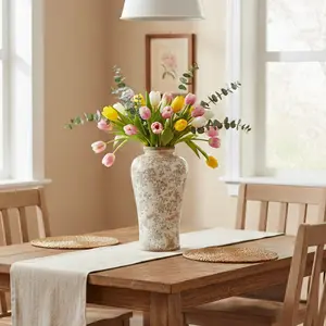 16” Tuscan Ceramic Floral Scroll Urn Vase