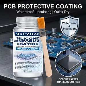 SIKEZHAN 60ml Silicone Conformal Coating for Circuit Board Protection with Brush, Translucent Waterproof Insulation Sealant Paint, Quick-Drying Adhesive for PCB Repair, Drone FC, LED Strips, Automotive Electronics, High Weather Resistance Protective Glue