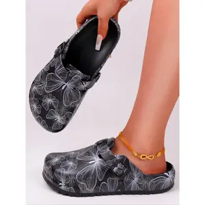 Women's Fashion Print Eva Clogs, Summer Anti-Slip Work Shoes, Soft Non Slip, Lightweight Flat Soft Sole Adjustable Buckle Closed Toe Beach Garden FallRAIMENTRY