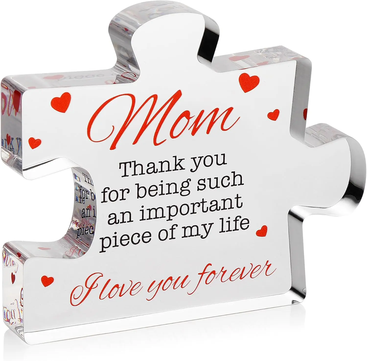 MUNBYN "Mom" Acrylic Puzzle Message Plaque - Home Decoration, Room Decor, Mom Gift for Women, Meaningful Keepsake for Mother’s Day, Birthday (Remove Protective Film Before Use), Mothers Day Gift Ideas, Gifts For Women