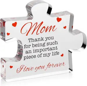 MUNBYN "Mom" Acrylic Puzzle Message Plaque - Home Decoration, Room Decor, Mom Gift for Women, Meaningful Keepsake for Mother’s Day, Birthday (Remove Protective Film Before Use), Mothers Day Gift Ideas, Gifts For Women