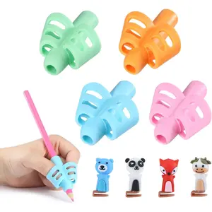 Pencil Grips for Kids Handwriting, 4 Pack with 4 Clips