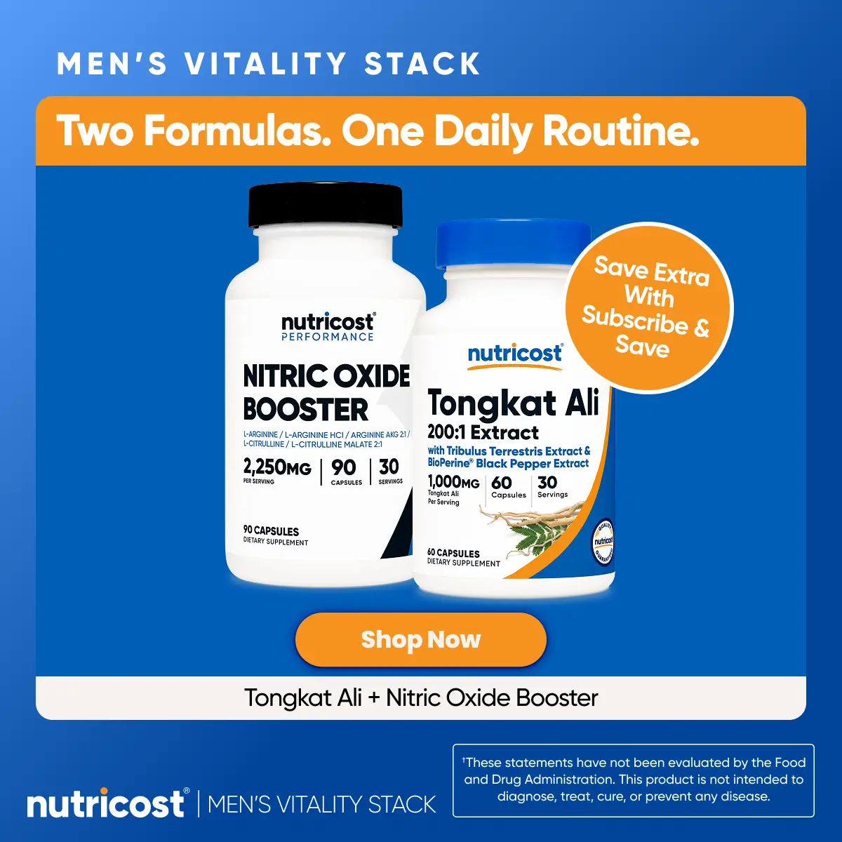 Men's Vitality Stack - Nitric Oxide Booster & Tongkat Ali Capsules -