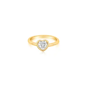 Heart White Crystal Round Yellow Gold Plated Girl's Rings Earth2Jane Size 5