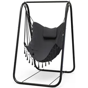 Hammock Chair with Stand,Heavy-Duty and Rustproof Hanging Chair with Stand,Hammock Swing Chair Stand,for Indoor Outdoor Patio Yard Garden Porch (Grey)