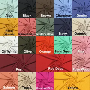 DTY Brushed Rib 8 x 5 Ganges Knit DBP Solid Fabric - Stretch Knit Fabric, Soft Fabric, Sewing Fabric, Apparel Fabric, Polyester Spandex