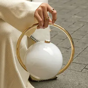 Spherical Irregular Evening Clutch Bag Luxury Women Electroplated Glossy Handbag Snap Closure Purse for Wedding Party Banquet