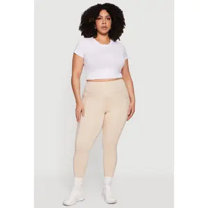 Plus Size Mesh Detail Cell Phone Pocket Leggings