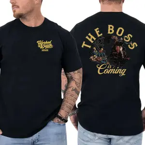 The Boss Is Coming T-Shirt, Cowboy Horse Worker Graphic, Workman Trading Co Graphic Shirt for Ranchers & Blue Collar Workers, Funny Gift for Hardworking Men