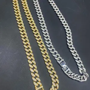 Sports Necklace, Rhinestone Decor Logo Pendant, Wearing Cuban Chain Jewelry, Fashion Jewelry for Party, Daily Decor