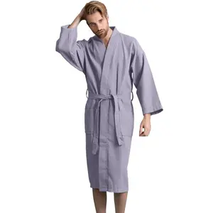 TowelSoft Unisex Men's Waffle Weave Kimono Bathrobe (One Size)