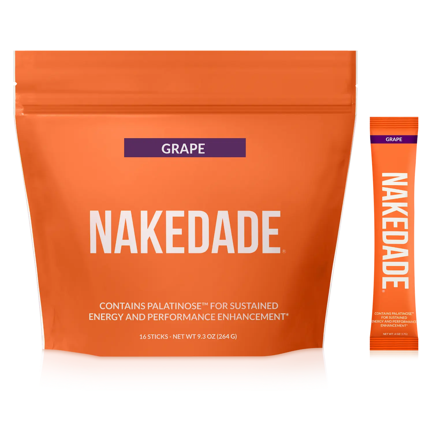Nakedade Electrolytes Powder Packets - Grape flavor - 285mg Potassium for Sustained Hydration + Smart Carbs & Vitamins
