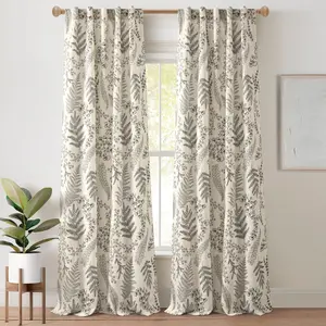Lush Decor Botanical Dreams Window Curtain Panel Set - 2 Panels, 42"W x 84"L, Linen-Like Fabric, Botanical Pattern, Machine Washable, Made in China