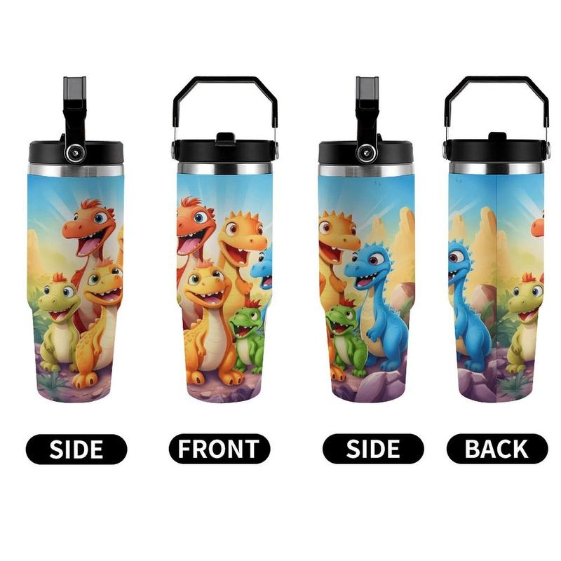 Dinosaur-Themed - Stainless Steel Tumbler - 30oz - Double Wall Insulated Travel Mug - Perfect for Hot and Cold Drinks - Ideal Gift for Dino Lovers