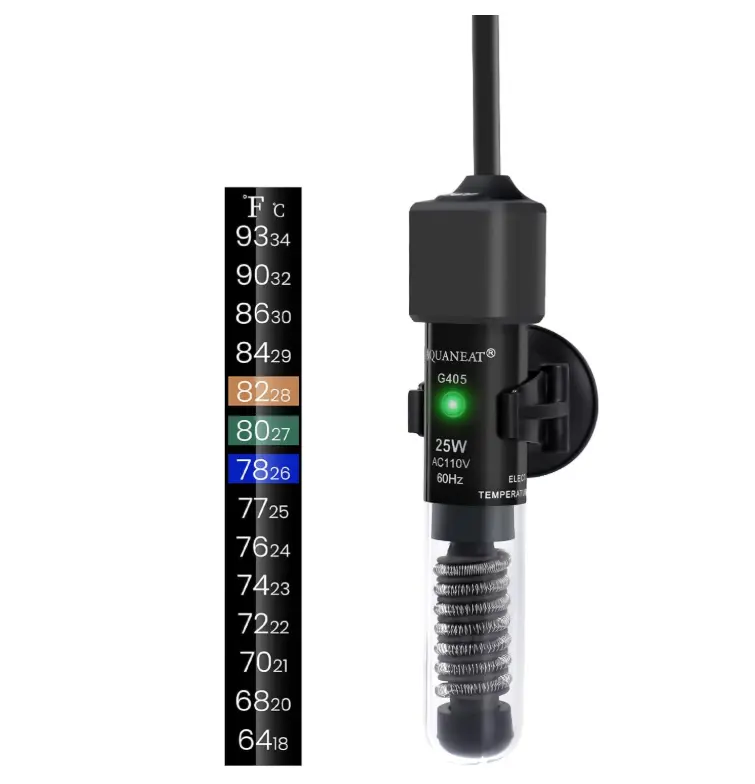 AQUANEAT Aquarium Heater, 25W Small Betta Fish Tank Heater, Mini Preset Water Thermostat with a Thermometer