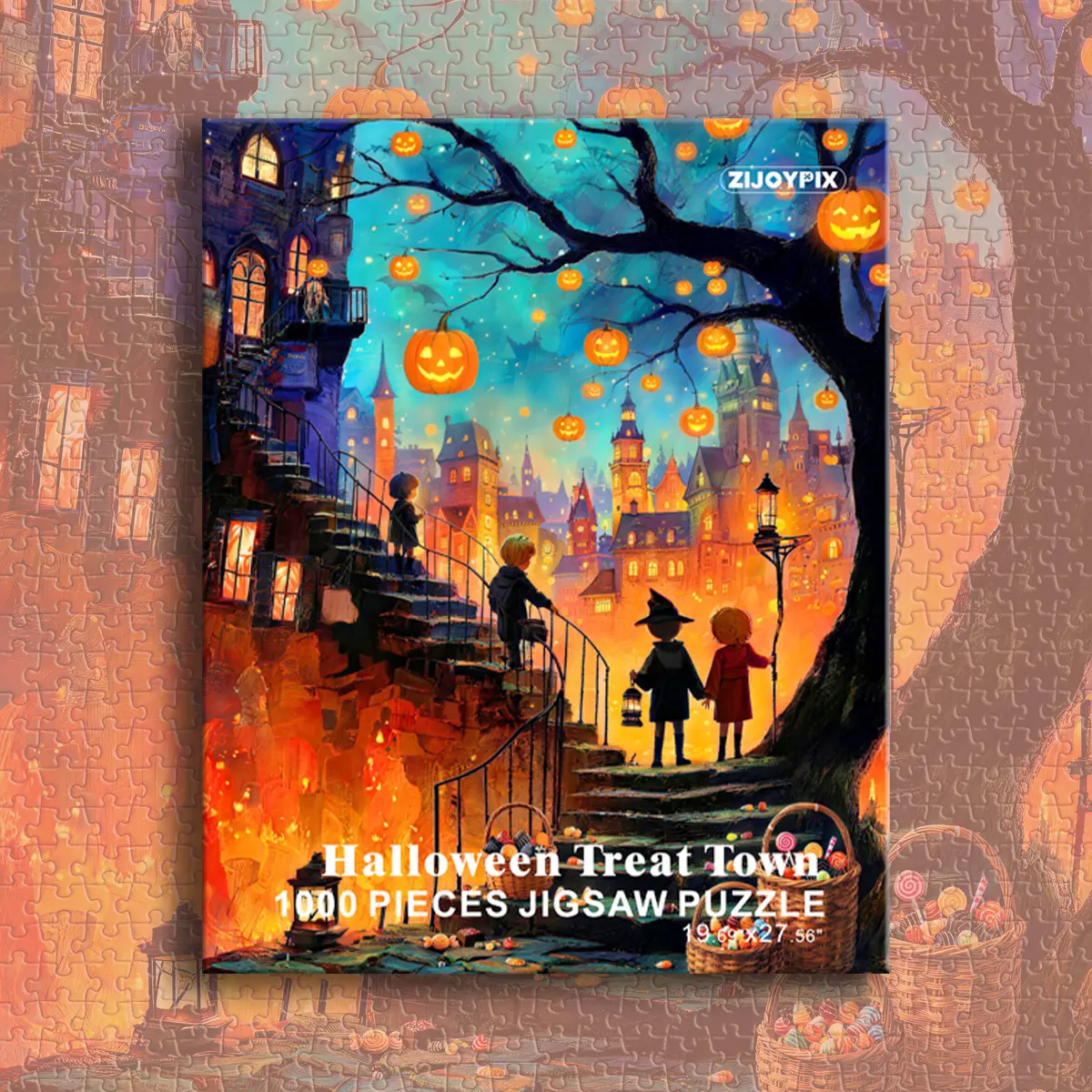 Halloween Treat Town 1000 Piece Jigsaw Puzzle Trick or Treat Wall Art for Adults Family Game Night