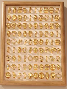 Women's Metal, Geometric Irregular Shape, Textured Liquid Heart Water Drop Cross Multi-Layer, Fashion Elegant Gift, Dainty Stacking Rings