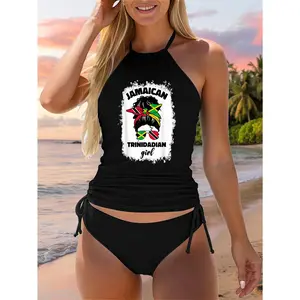 Half Jamaican Trinidadian Jamaica Flag Trinidad and Tobago Two Piece Swimsuit