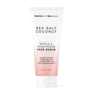 Gentle & Brightening Face Scrub with Sea Salt & Coconut – Exfoliates, Hydrates & Reduces Blemishes – Balancing Facial Cleanser for All Skin Types – 5.1 fl oz