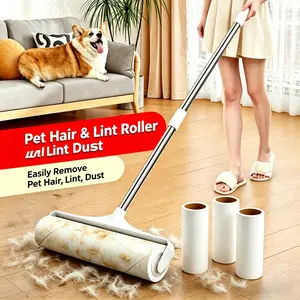 Extendable Fur Roller with 3 Replacement Cores, Minimalist Design, Sticky Adhesive for Pet Hair and Debris, Ideal for Pet Owners and Home Cleaning
