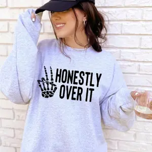 over it gray sweatshirt  Gildan Unisex Crewneck funny sweatshirts