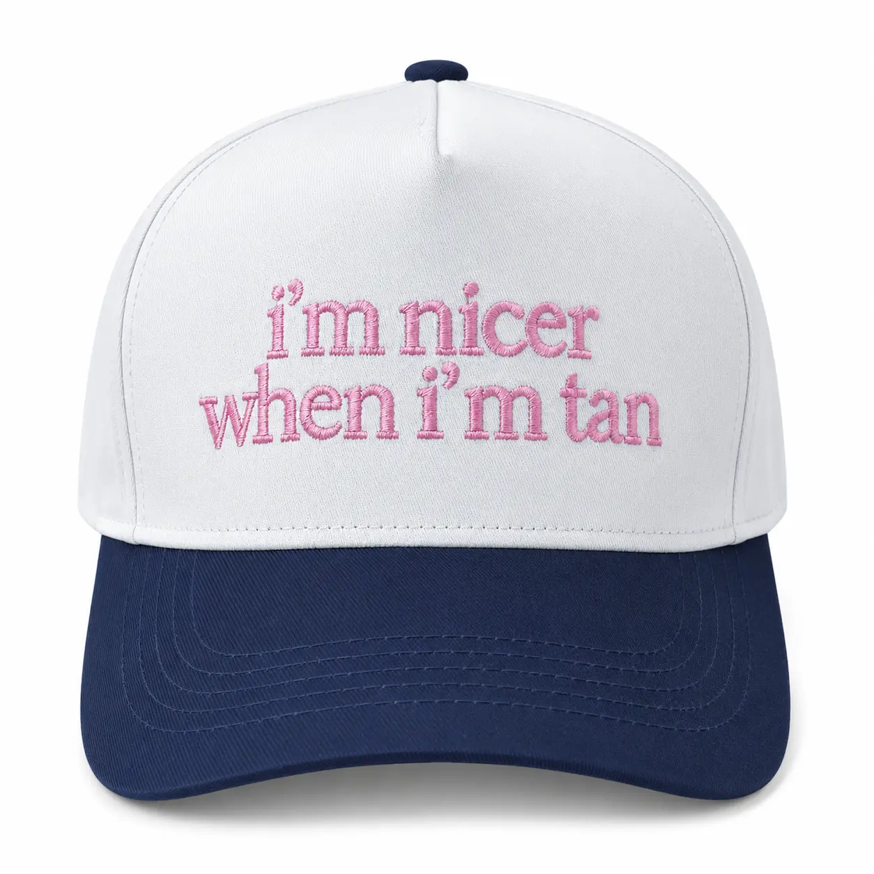 Women's 5-Toned Embroidered Text 5-Panel Polyester Cotton Snapback Adjust Trucker Hat - Vintage Baseball Cap, 56-60Cm, Adjustable, Beach, Brunch Queens, Casual