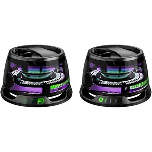 2 Pcs Magnetic Bluetooth Speaker,Multifunctional Portable G200 Speaker with Multi RGB Color Light Show-3D Surround Sound Effect,Phone Stand for iPhone, Android, TWS Pairing (Black+Black)