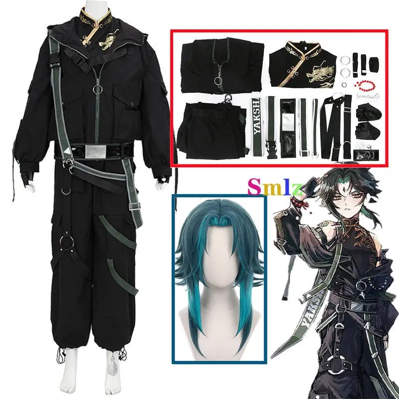 Devil Xiao Cosplay Anime  Impact Cosplay Costume Men Xiao Black Suit Jackets Pants Halloween Devil Costume