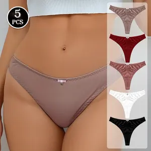 5 Pcs Women's Bow Thong,Breathable Comfortable Knicker for Daily Wear, Women's Underwear for All Seasons,Womenwear Panty
