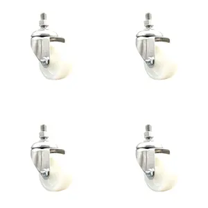 Nylon Swivel Stem Caster Set of 4 with 3 Inch Caster Wheels - 12mm Metric Threaded Stems - 316 Stainless Steel Casters - Includes 4 Swivel Casters - Service Caster Brand