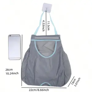 Gray Mesh Hanging Storage Bag – Space-Saving Organizer!