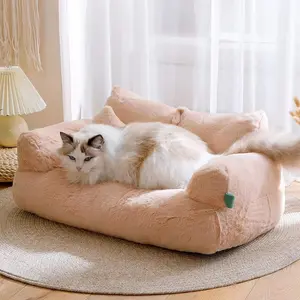 Hot Selling Pet Sofa Small Rabbit Fur Detachable Washable Dog Bed Cat House Dog Bed Sofa Cushion, Comfortable Pet Lounger for Cats & Dogs