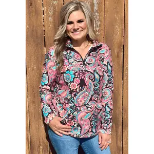 Sterling Kreek Midnight Bloom Pullover – Women’s Western Floral Aztec Quarter Zip, Shorts, Hoodie