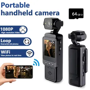 1080P Pocket Camera, Mini Body Camcorder with 270° Rotation & Stabilization, 64GB Included, for Vlogging, Outdoor Sport, Bike Travel, Action Video & Audio Recorder