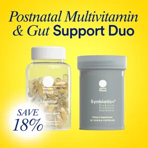 Ritual Postnatal Multivitamin and Gut Duo Supplements with Postnatal Vitamins and Synbiotic+: 3-in-1 Probiotic, Prebiotic, Postbiotic, Supports Lactation, and Gut Health, 30 Day Supply