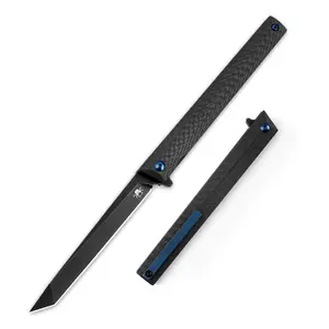 J083 Multi-Purpose Utility Tool knife gentleman's knife with T-Grind D2 Stainless SteelCarbon Fiber/Titanium Handle, Lightweight Daily Cutting Tool for Home & Office