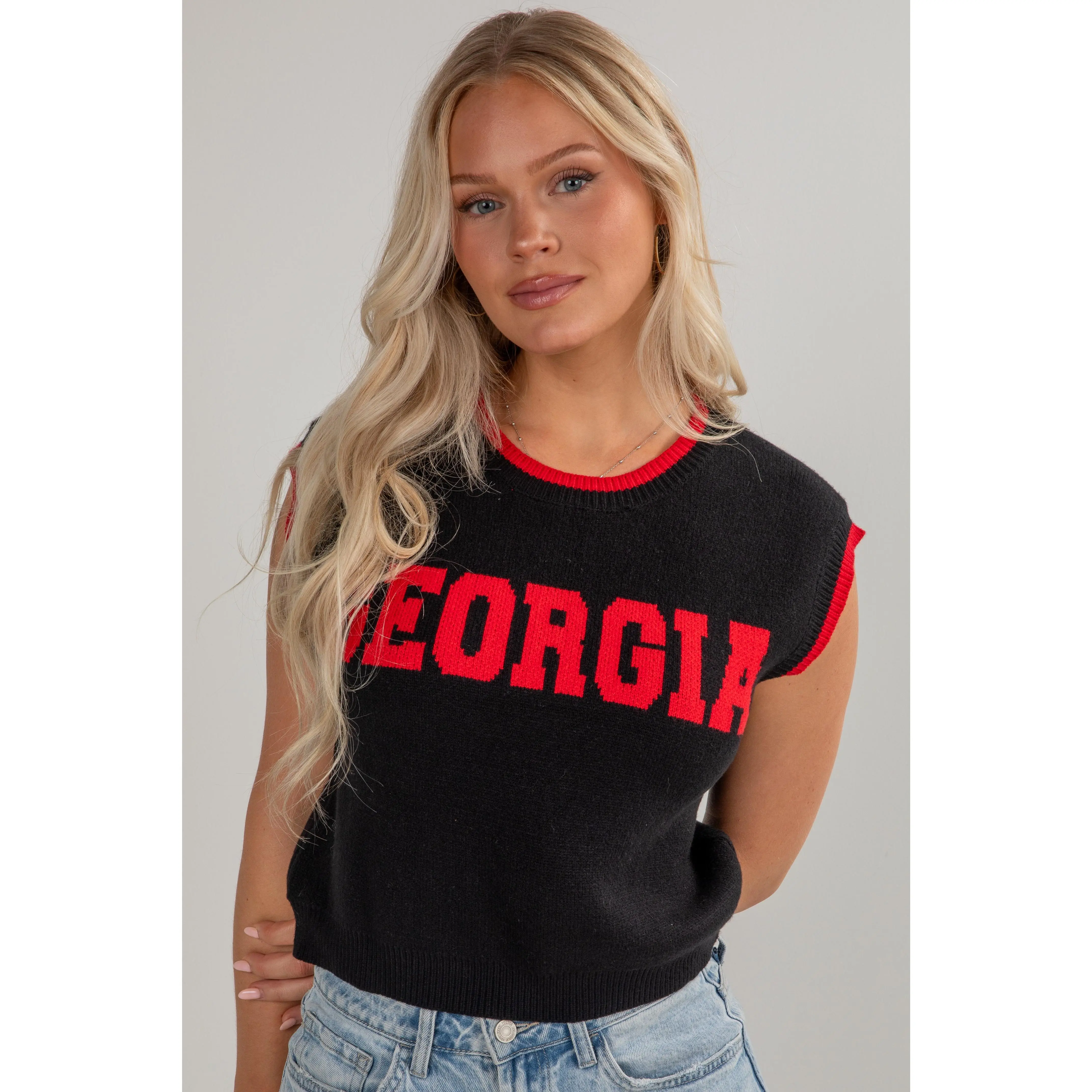 Black Georgia Sweater Vest