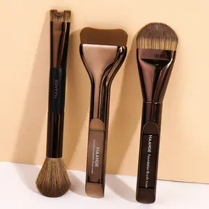 Maange 3-Piece Makeup Brush Set, Foundation Brush, Blush Brush, Loose Powder Brush, Contour Brush, Nose Shadow Brush, Ideal for Home and Travel