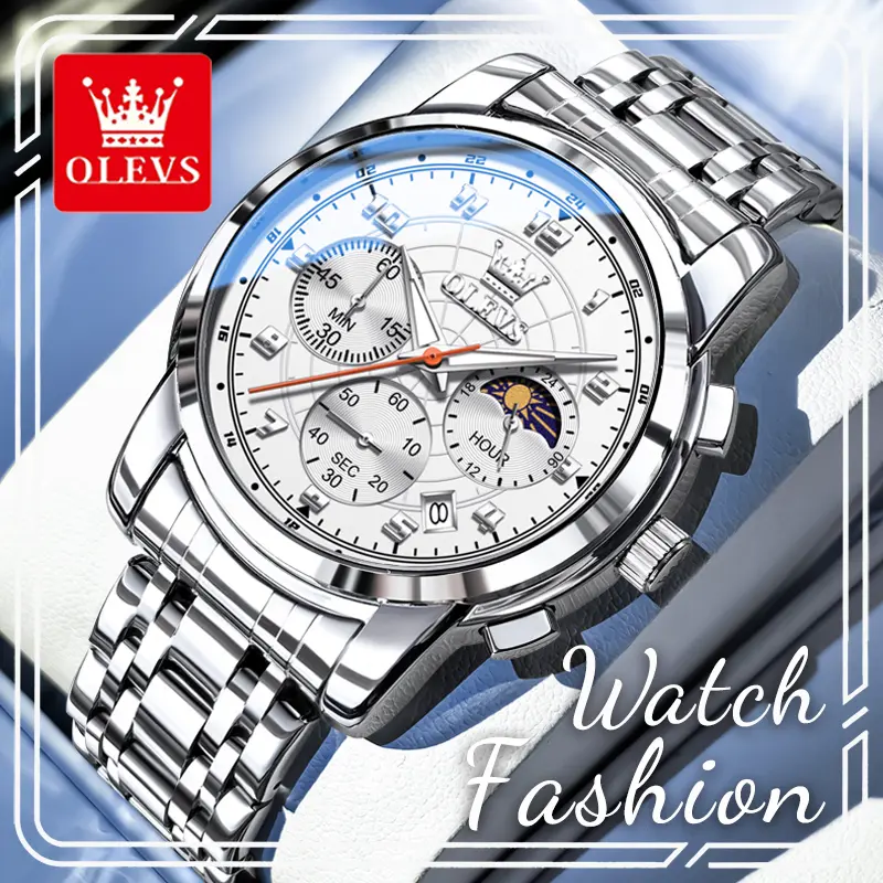 OLEVS 2983 Men’s Premium Analog Quartz Business Fashion Watch, Elegant Luminous Dial, Stainless Steel Band, Waterproof 24-Hour & Date Functionality, Ideal for Work & Daily Wear, Analog Quartz Watch, Business Fashion Watches