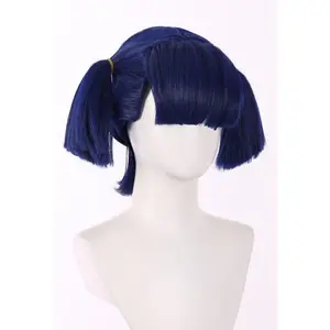 Winx Club Musa Blue Wig with Pigtails and Bangs Short Anime Halloween Cosplay wig