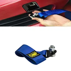 2pcs Universal Car Tow Rope with Rear Bumper Hook, Front Grill Pull Strap, Vehicle Head Decoration Cable, Car Modification Exterior Accessories, Atwood Rope