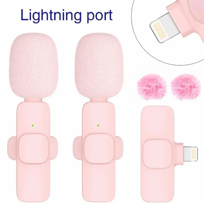 Content Microphone with Lightning Port Pink Model Featuring Pom-Pom Accents