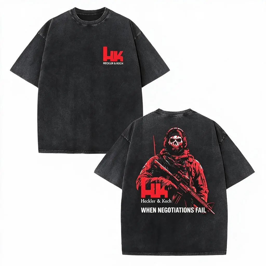 Unisex Heckler & Koch When Negotiations Fail HK Operator Graphic Tee Tactical Short‑Sleeve Top For Firearm Enthusiasts Military Shooting‑Range Lifestyle Apparel Ideal Veteran Gift T‑Shirt For Adult Men And Women