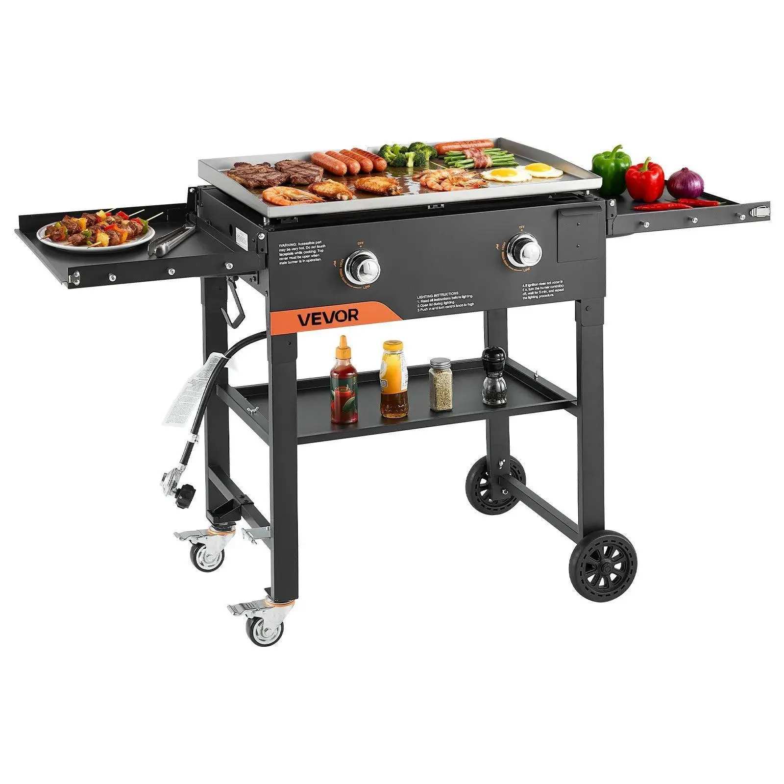 VEVOR 28-Inch Gas Griddle, 2-Burner Foldable Plate Propane Flat Top Grill with Wheels, 30000 BTU Pulse Ignition for Outdoor Grilling & BBQ Cooking, Camp Kitchen Equipment#SohoChic