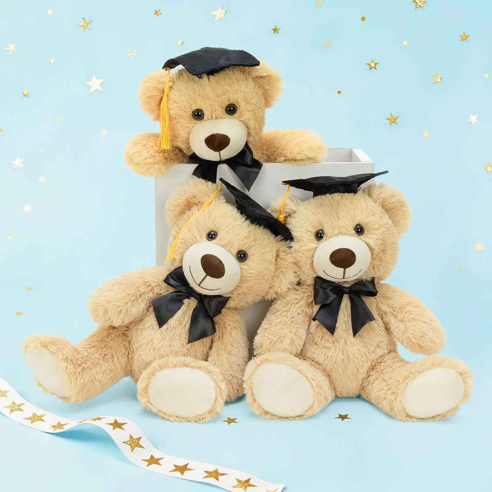 Tezituor 2026 Graduation  Baby Teddy Bear, 3 packs Plush Graduation Stuffed Animal with Cap & Tassel, 13'5 Small Graduation Gift for High School College Students, Commemorative Keepsake for Graduation Party, Photo Prop, For He Her Friends #Graduation gift