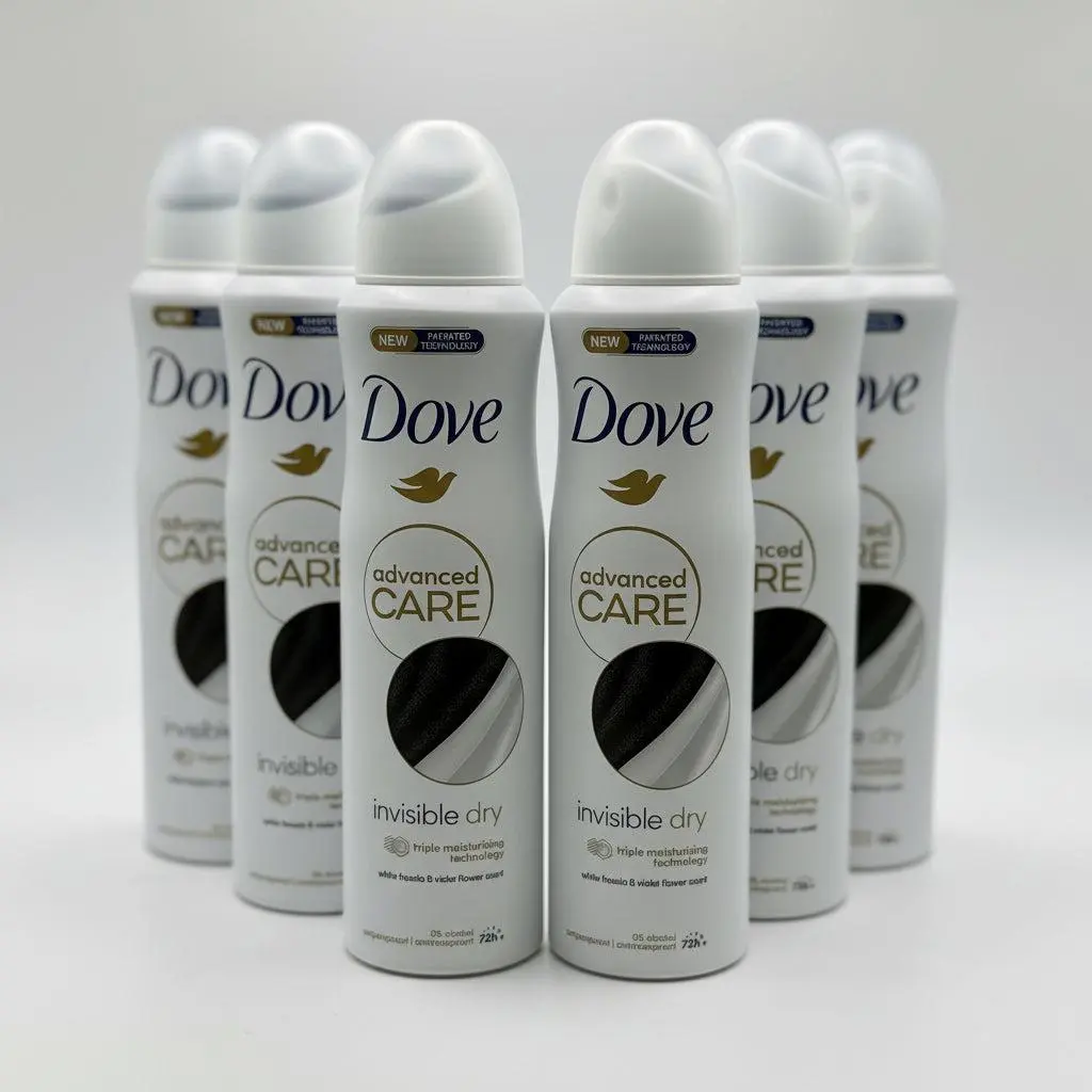 Dove Advanced Care Invisible Dry Antiperspirant Spray 150 mL – White Freesia & Violet (6 Pack)