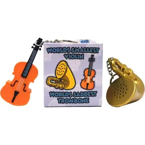 Original World's Smallest Violin & World's Saddest Trombone Toy Keychain with Playable Sad Sound - Sad Trombone - Mini Tiny Violin Keychain with Sound - Funny Meme - (WSV-V1-1P-WT)