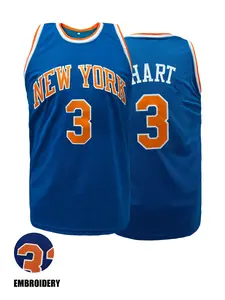 New York #3 Blue/White Men's Basketball Jersey, Stylish Jersey, Sporty Jersey, Embroidered Sportswear, Embroidery Basketball Jersey, Quick-Dry Unisex Basketball Shirt, Perfect for Training and Competition, Outdoor Sports Wear