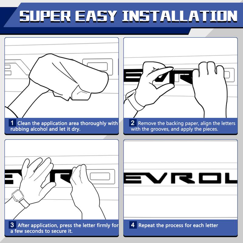 3D Tailgate Letters Insert Decals for Chevy Silverado(1500,2500) 2019 2020 2021 2022 2023 2024 2025, Made of Premium ABS Plastic, Strong 3M Adhesive, Weatherproof and Fade Resistant, American Truck Accessory